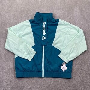 Reebok Full Zip Focus Track Windbreaker Jacket Lightweight Women's Size L Blue